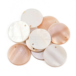 Окрашенные естественно плоские круглые раковины кулон SHEL-P003-06A