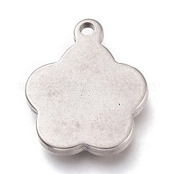 変色しない304ステンレススチールペンダント  花  ステンレス鋼色  20x16.5x3mm  穴：1.5mm&nbsp;X-STAS-Z017-08P