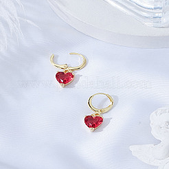 1 пара серег с подвеской в форме сердца из латуни&nbsp;EJEW-LP0007-015