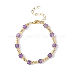 Браслеты из круглых бусин из натурального аметиста для женщин&nbsp;BJEW-JB12875-02