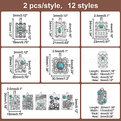 24шт 12 стиля подвески из синтетической бирюзы PALLOY-PH0002-20