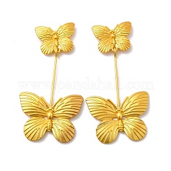 Латунные серьги-гвоздики с подвесками в форме бабочки&nbsp;EJEW-H156-02G