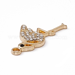 合金ラインストーンペンダント  フラミンゴチャーム  ライトゴールド  クリスタル  28x15x2.5mm  穴：2mm&nbsp;PALLOY-P287-16LG-02