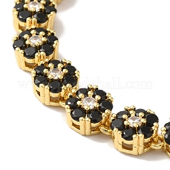 Ожерелья с цветочным звеном из латуни и циркония для женщин NJEW-B108-01G-04