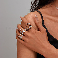 Кольцо-манжета из платины 925 пробы с родиевым покрытием в форме змеи&nbsp;VS6835-2