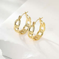 Schlichte 201 Edelstahl Cuban Link Creolen&nbsp;LS-WG5268