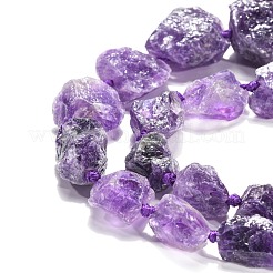 天然石アメジストビーズ連売り  段階的なビーズ  ナゲット  アメジスト  16~50x10~38x7~27mm  穴：1mm&nbsp;G-G486-01