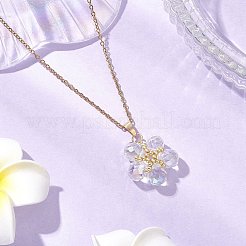 Комплекты из стеклянных и стеклянных бусин с подвесками в виде цветов и серег-колец SJEW-MZ00011