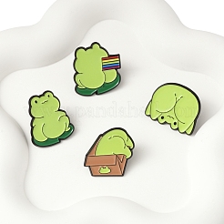 4 шт. 4 стиля забавных эмалевых булавок в виде лягушек JEWB-FS0001-09