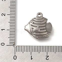 変色防止304ステンレススチールペンダント  魚のチャーム  ステンレス鋼色  17x17.5x6mm  穴：1.8mm&nbsp;STAS-M075-11P