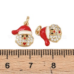 Рождественские латунные эмалевые подвески с микропаве из кубических цирконий&nbsp;KK-L255-19G-05