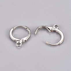 真鍮製のハギーフープピアス  プラチナカラー  ニッケルフリー  14.5x12.5mm  ピン：0.8mm  穴：2mm&nbsp;X-KK-E138-N-NF