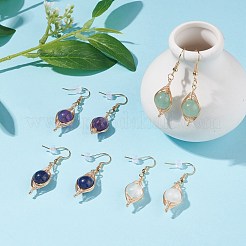 Плетеная серьга с подвеской из натурального камня EJEW-JE04845