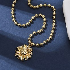 Латунные подвески-цветы с цепочкой из шариков&nbsp;NJEW-D348-01G