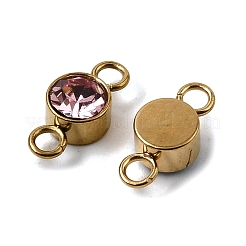 12 шт. плоские круглые подвески-соединители со стразами из нержавеющей стали 304&nbsp;STAS-H247-02G