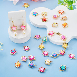 20 Stück Polymer Clay Blume & CCB Rahmen Glieder Verbinder Charms&nbsp;CLAY-TADJ0001-08G