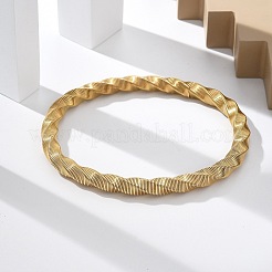 女性用304ステンレススチールストレッチバングル  ゴールドカラー  1/4インチ（0.6cm）  内径：2-1/4インチ（5.85cm）&nbsp;BJEW-P315-02A-G