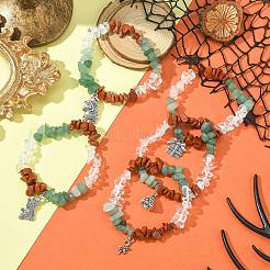 Эластичный браслет из натуральной красной яшмы&nbsp;BJEW-JB09499