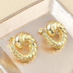 Pendientes de botón de latón retorcido para mujer&nbsp;KK-CBAD851-21G