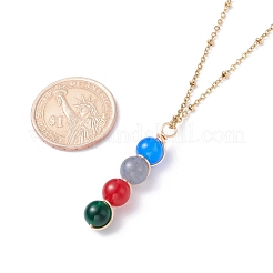 Collier pendentifs perles de jade blanc naturel pour femme&nbsp;NJEW-JN03762