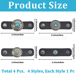 4個 4スタイル PUレザー、合金製スカーフクリップ付き  混合図形  80x19.5~30x6~11mm  1個/スタイル&nbsp;FIND-CL0001-78A