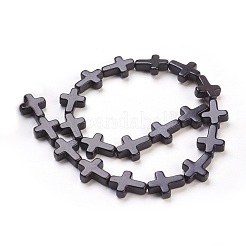 合成ターコイズビーズ連売り  染め  クロス  ブラック  20x15x4mm  穴：1mm  約20個/連  15.5インチ&nbsp;TURQ-G112-15x20mm-10