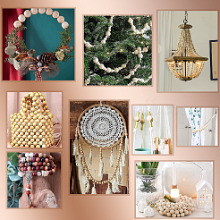 210шт 6 цвета деревянные бусины WOOD-GA0001-77