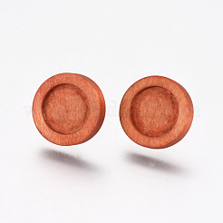 ウッドスタッドピアスのパーツ  鉄パーツ  フラットラウンド  プラチナ  トマト  トレイ：12mm  18x4mm  ピン：0.8mm  10個/袋&nbsp;WOOD-WH0021-12C