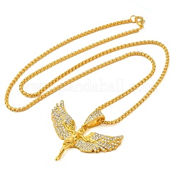 Collier pendentif en strass en forme d'ange avec chaînes en alliage de zinc&nbsp;NJEW-G118-03G