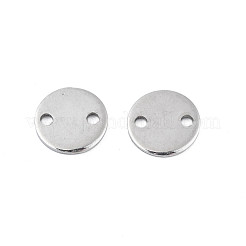 変色しない304ステンレススチールコネクタチャーム  空白タグのスタンプ  フラットラウンド  ステンレス鋼色  8x1mm  穴：1.2mm&nbsp;STAS-N095-116B-01