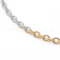 304ステンレススチールアズキチェーンブレスレット  カニカン付き  ゴールデン·ステンレス鋼色  7-1/4インチ（18.5cm）&nbsp;BJEW-JB06107