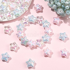 30 шт. 3-цветные прозрачные акриловые бусины с УФ-покрытием&nbsp;PACR-YW0001-59