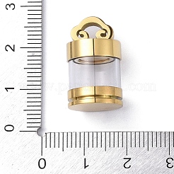 イオンプレーティング（IP）304ステンレスペンダント  ガラスと  コラム  ゴールドカラー  21x12.5mm  穴：4x3.5mm&nbsp;STAS-D097-02G