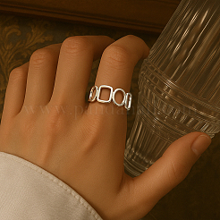 2 цвет 304 нержавеющая сталь регулируемые манжеты кольца для женщин&nbsp;RJEW-HY0001-31B