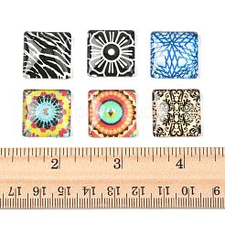 20 шт. печатных стеклянных квадратных кабошонов GGLA-FS0001-18