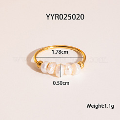 Кольца из нержавеющей стали с пресноводным жемчугом во французском стиле для женщин&nbsp;OM4825