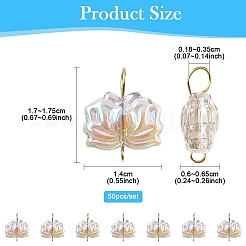 50 breloque connecteur en forme de fleur en verre transparent galvanisé&nbsp;PALLOY-YW00044