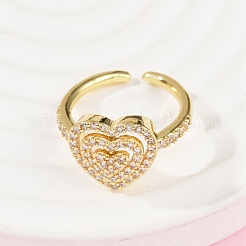 Манжеты из латуни с микро паве кубический цирконий для женщин RJEW-F182-05G