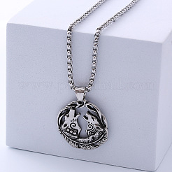 Винтажный ретро-кулон с двумя волками из нержавеющей стали 304 в стиле панк&nbsp;XB0880