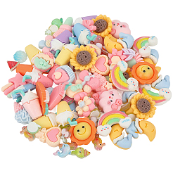 100 шт. 5 темы непрозрачные и прозрачные смоляные кабошоны&nbsp;CRES-SC0003-16