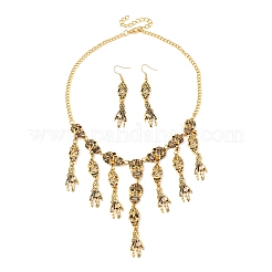 Halloween-Sets aus tibetischem Legierungs-Lätzchen und baumelnden Ohrringen&nbsp;LS-SJEW-P006-02AG