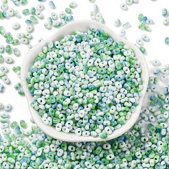 Perles de rocaille en verre peintes à cuisson bicolores&nbsp;SEED-C003-01B