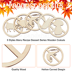 100 шт. 5 стиля необработанных деревянных вырезов WOOD-OC0002-88