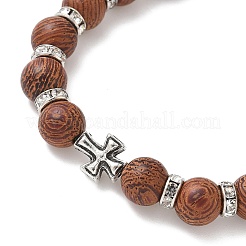 Комплекты круглых браслетов из натурального дерева драцена-драцена для мужчин и женщин BJEW-JB12355-01