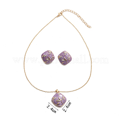 Комплекты из эмалевых ожерелий и серег-гвоздиков с ромбовидной формой&nbsp;FS-WG55590-01