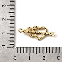 Подвески-сердечки с двумя сердечками из латуни с микропаве из прозрачного кубического циркония KK-I360-013G-03