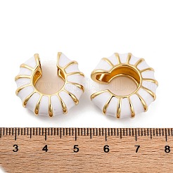 女性用真鍮カフピアス  エナメル  ゴールドカラー  ホワイト  23.5x9mm&nbsp;EJEW-A115-01G-03