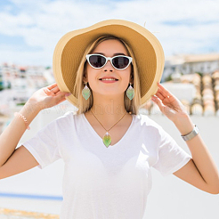 2 комплект из 2-х цветного филигранного колье с подвеской в виде листа и сережек-подвесок&nbsp;SJEW-FI0001-03