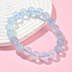 Stretch-Armbänder aus natürlichem Aquamarin mit runden Perlen für Männer und Frauen&nbsp;BJEW-U034-01B-01