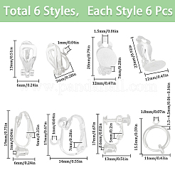36 шт. 6 стиля латунных клипс-сережек-конвертеров KK-SC0004-73